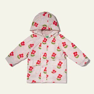 Mon Coeur Pink Petal Floral Recycled Fabric Flower Baby Raincoat 18/24M